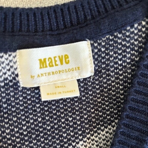 Anthropologie Maeve V neck sweater vest blue and white size small - Picture 6 of 9